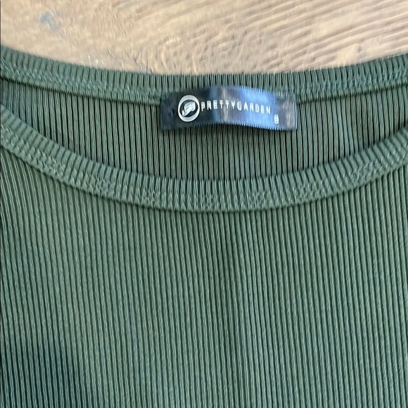 Khaki Green Sleeveless Ribbed Midi Dress Size Small Pretty Garden - Picture 5 of 5